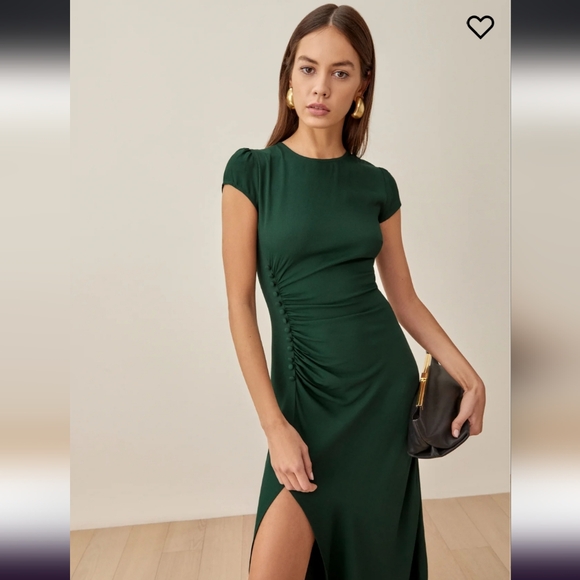 REFORMATION Frasier Dress in Forest, 6P - Picture 2 of 7